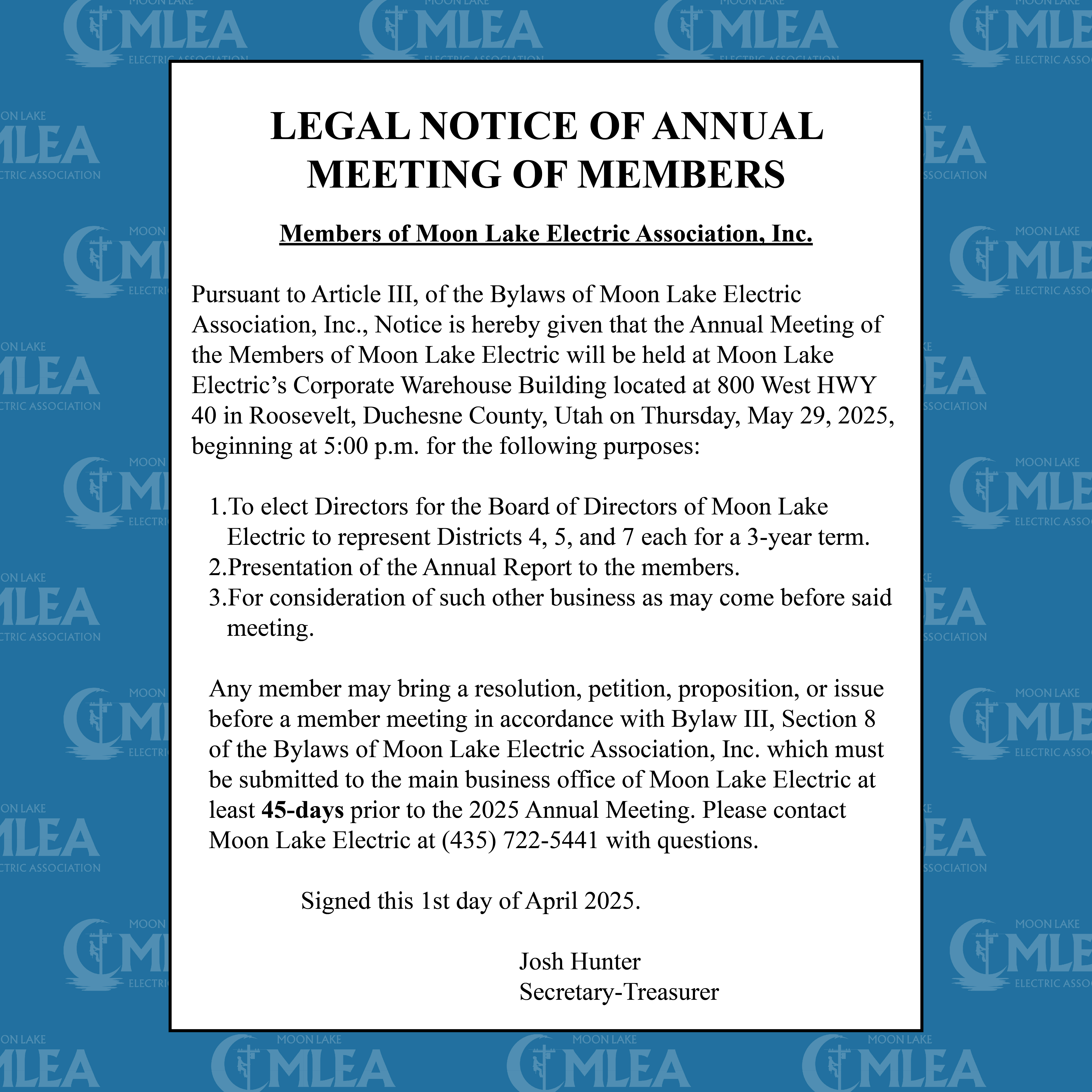 annual meeting public notice